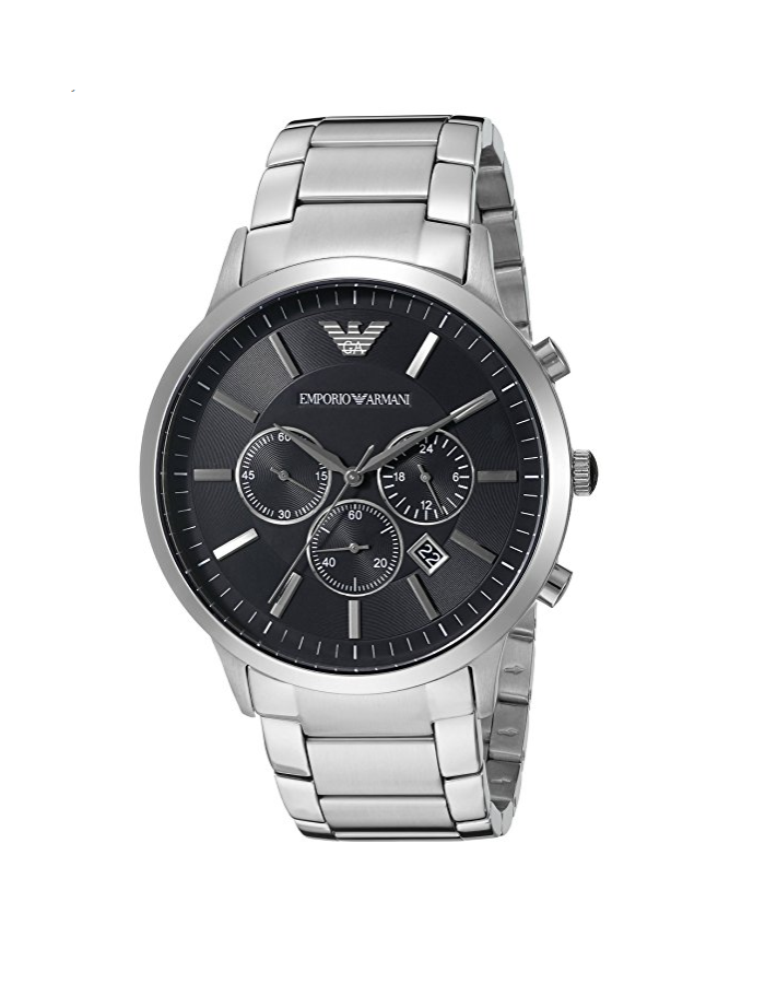 armani silver and black watch